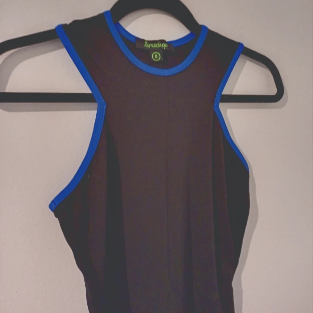 Limedrop Vintage Bodycon black and blue Mini dress Size 8 - Picture 9 of 9